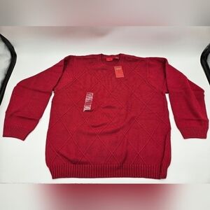 NWT IZOD Old Stock RED Pullover 100% Cotton Sweater Mens Sz XXL DIAMOND PATTERN